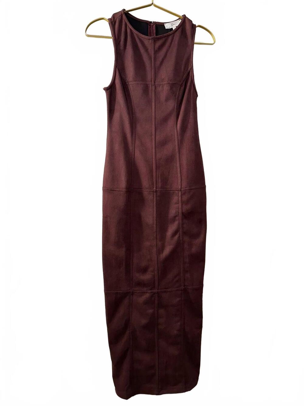 NEW KLESIS women's kendra suede midi dress in charcoal